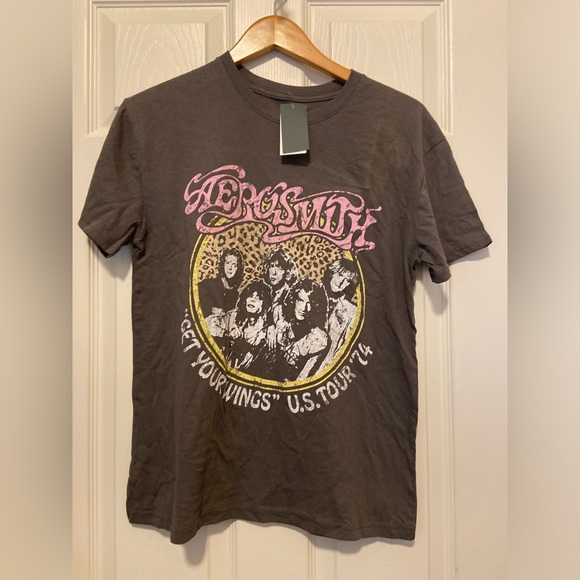 Aerosmith Get Your Wings US Tour '74 Music T-Shirt Women's Medium M Graphic Gray - Picture 1 of 4